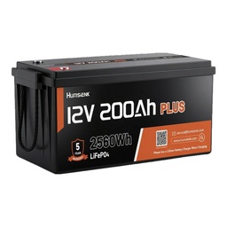 Baterías LiFePO4 HUMSIENK 12V 200Ah 2560Wh BMS 250A 3200W Ciclo Profundo Solar RV