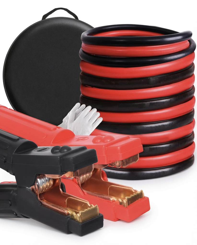 Cables de Arranque Calibre 0 de 20 Pies 1000A – Kit Completo con Estuche y Guantes para Autos y Camiones Diésel