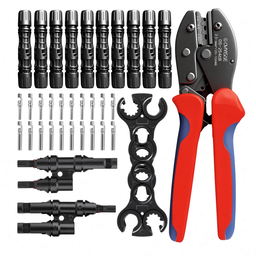 Kit de Crimpado Solar MC4 24 Piezas OYMSAE con Crimpadora Trinquete 10-14AWG