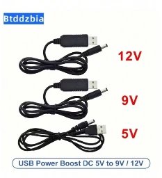 Cable adaptador convertidor USB Boost de 9V (con enchufe DC), adecuado para baterías portátiles, enrutadores, ventiladores, altavoces y otros dispositivos, cable de conversión USB (interfaz de 5.5mm*2.1mm)