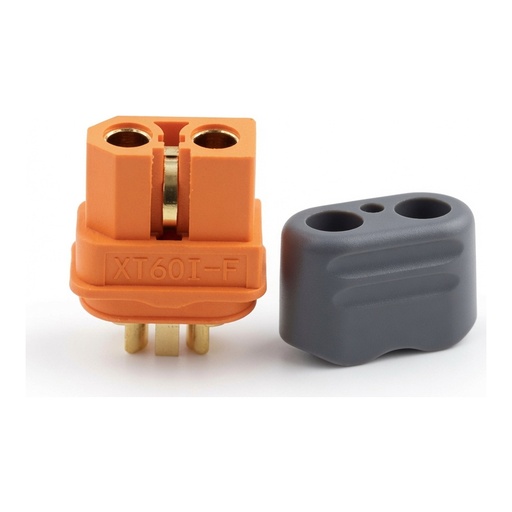 100 Piezas Conectores XT60I-F Hembra Originales Impermeables – Contactos Dorados (Gold Plated), con Tapa Protectora Gris, para Baterías RC, Drones y Estaciones de Energía