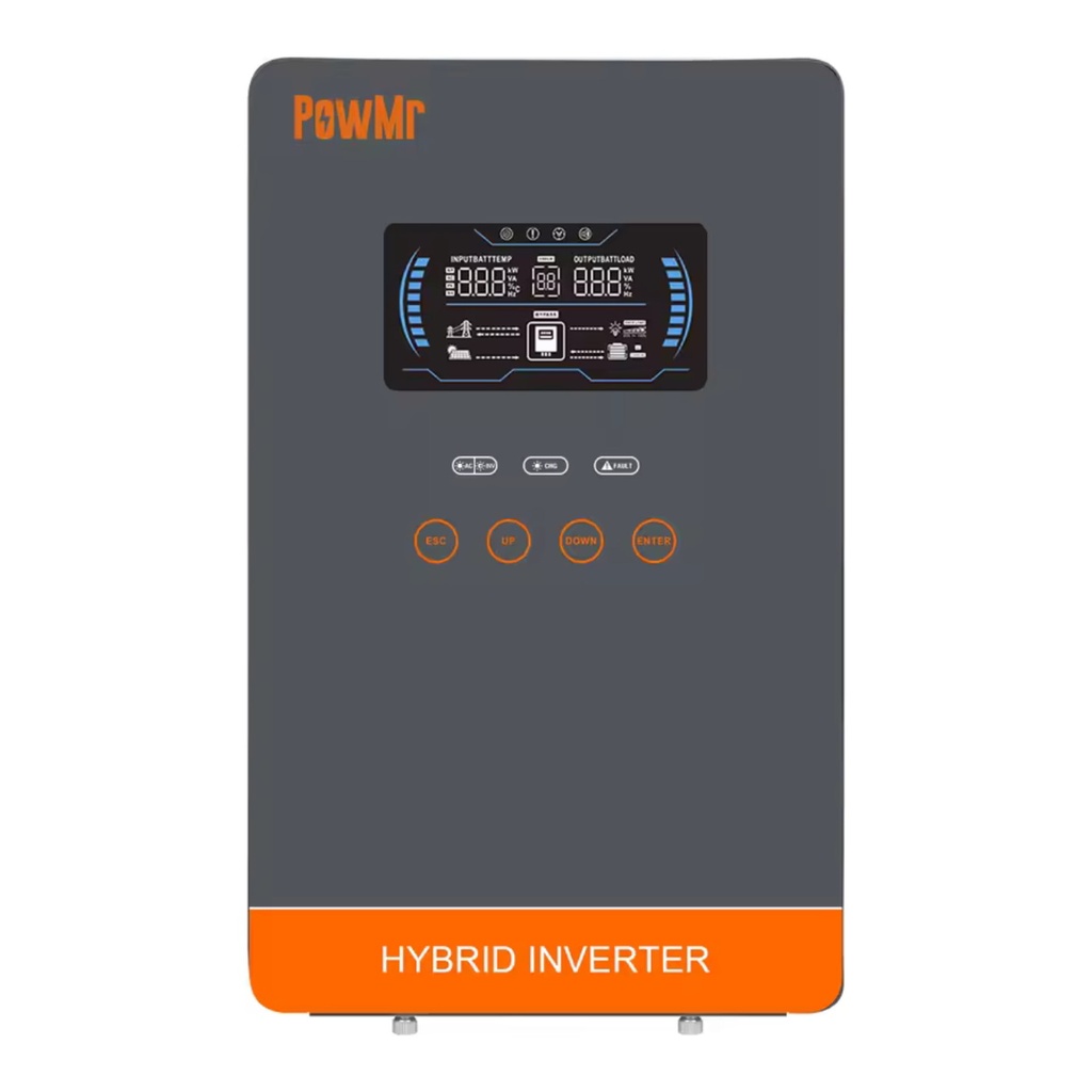 Inversor Solar Híbrido Off-Grid PowMr 4KW 24V 120V Onda Pura Seno MPPT 140A con Pantalla LCD 6.25”