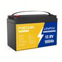 Batería de Litio LiFePO4 POERUNI 12.8V 100Ah 1280Wh con BMS 100A Recargable