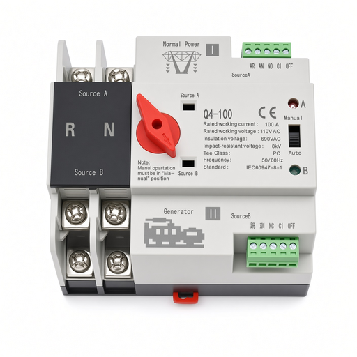 Interruptor de Transferencia Automática ATS 100A Dual Source para Generadores Industrial