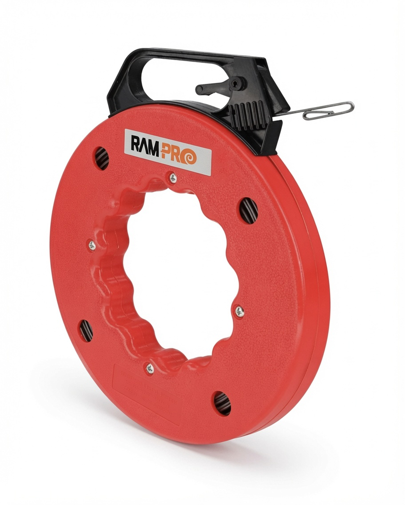 Cinta Pasacables RAMPRO 200 Pies – Extractor de Cables Flexible con Punta de Doble Lazo para Paredes y Conductos Eléctricos