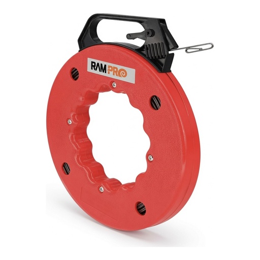Cinta Pasacables RAMPRO 200 Pies – Extractor de Cables Flexible con Punta de Doble Lazo para Paredes y Conductos Eléctricos