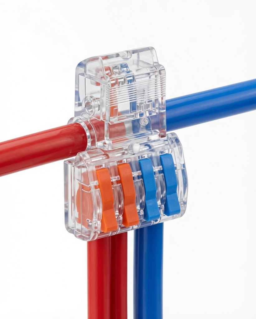Conectores de Cable Eléctrico Tipo T Sin Pelar – Empalme Rápido de Rama Principal para LED, Cableado e Iluminación (1 Entrada 1 Salida)