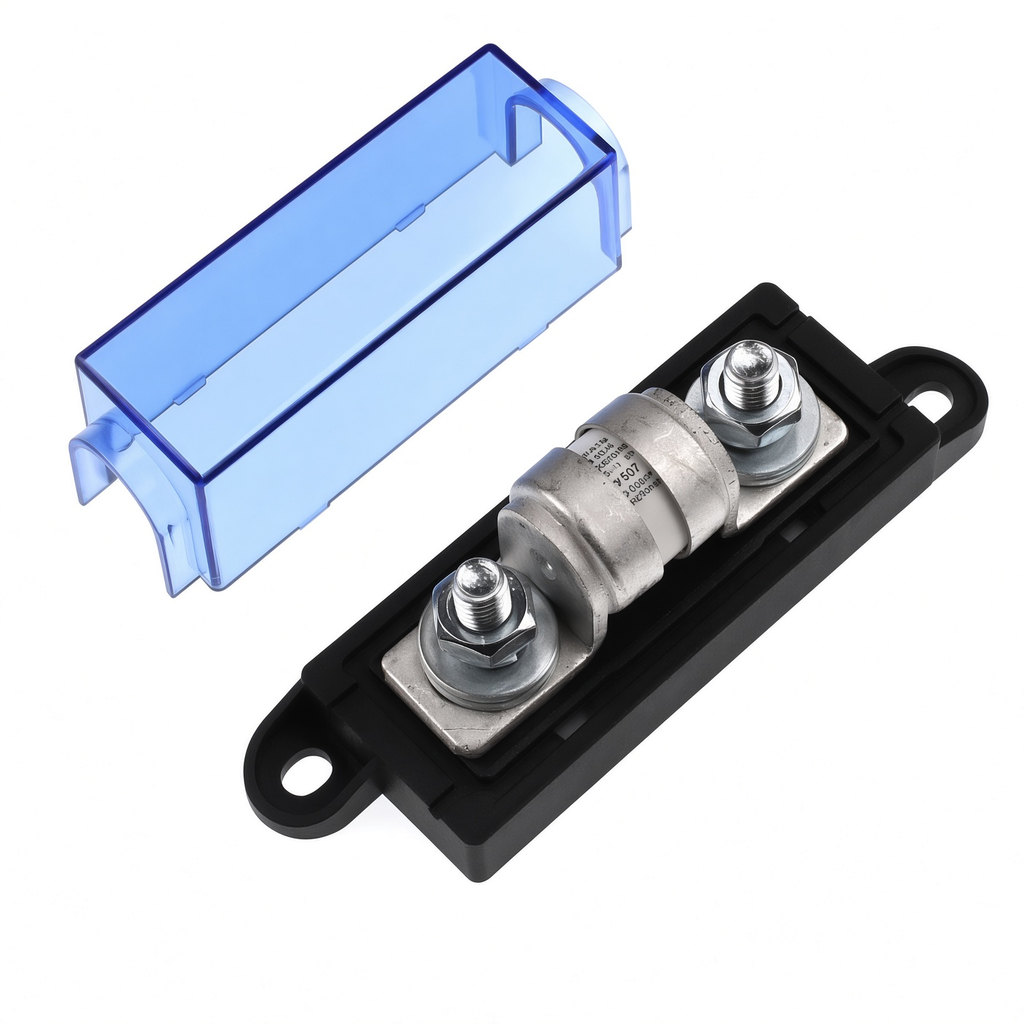 Fusible Clase T con Bloque 150A 150V/250V DC para Inversores y Alta Potencia