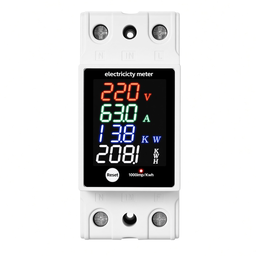 Medidor de Energía Digital DIN Rail Multifunción AC 30-400V Voltímetro Amperímetro kWh