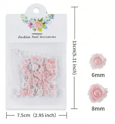 30 piezas de rosas talladas y perlas para decoración de uñas.