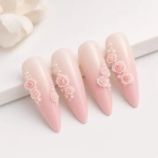 30 piezas de rosas talladas y perlas para decoración de uñas.