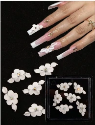 6 Piezas 3D de flores acrílicas para uñas.