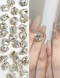 10 piezas de cristal blanco con diferentes formas, para decoración de uñas.