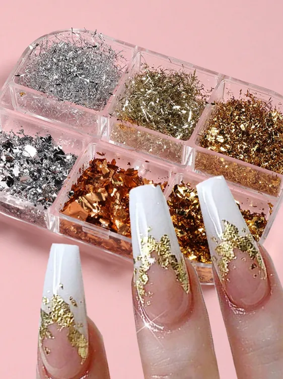 Lentejuelas y purpurina oro/plata FULL BEAUTY, 6 rejillas