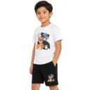 Conjunto Infantil Camiseta Osos Clever Short Negro Uso Diario Niño