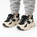 Zapatillas Infantiles Chunky Beige Negro Cordones Uso Diario Niño