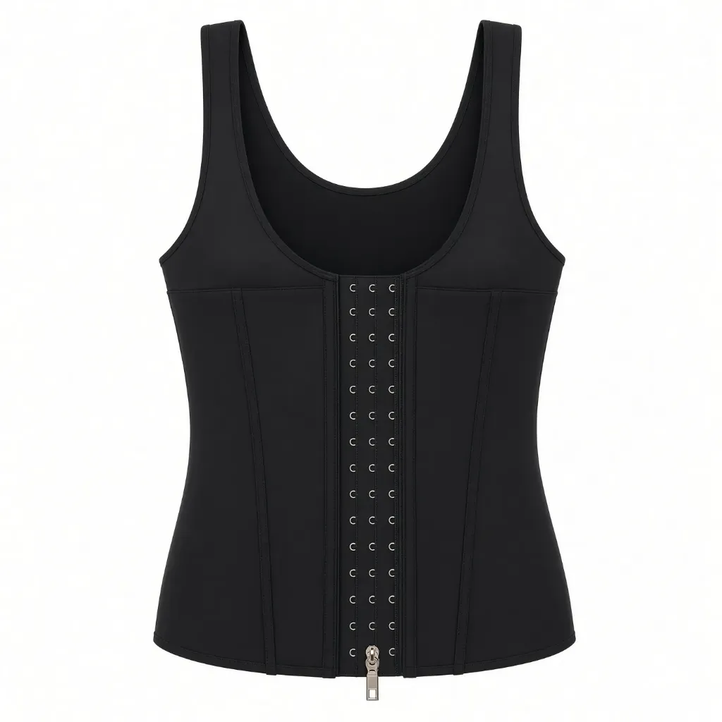 Faja Chaleco Negra Cierre Broches Cremallera Moldeadora Uso Diario