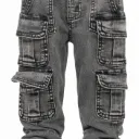 Jeans cargo grises para niño con bolsillos