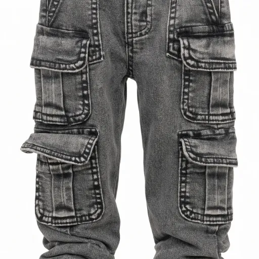 Jeans cargo grises para niño con bolsillos
