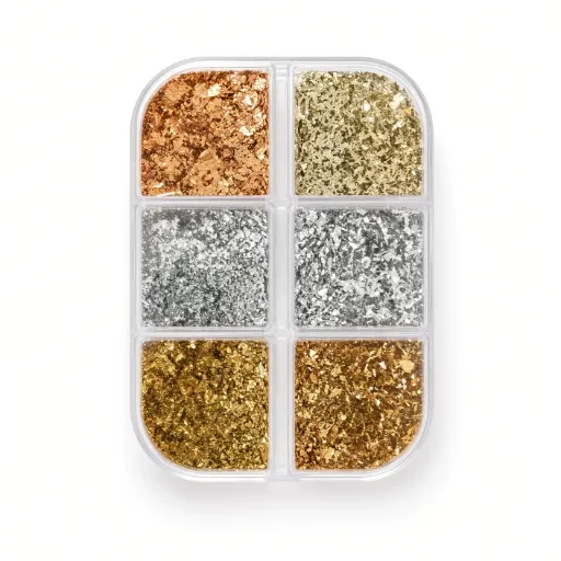 Kit Flakes Uñas 6 Colores Dorado Plateado Cobre Nail Art