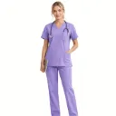 Conjunto Uniforme Médico Mujer Scrub Púrpura Malva 2 Piezas