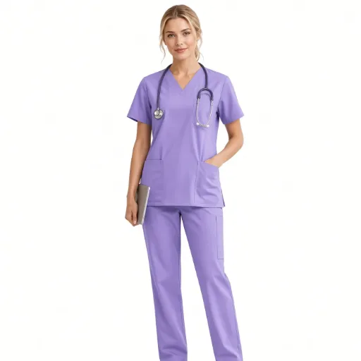 Conjunto Uniforme Médico Mujer Scrub Púrpura Malva 2 Piezas