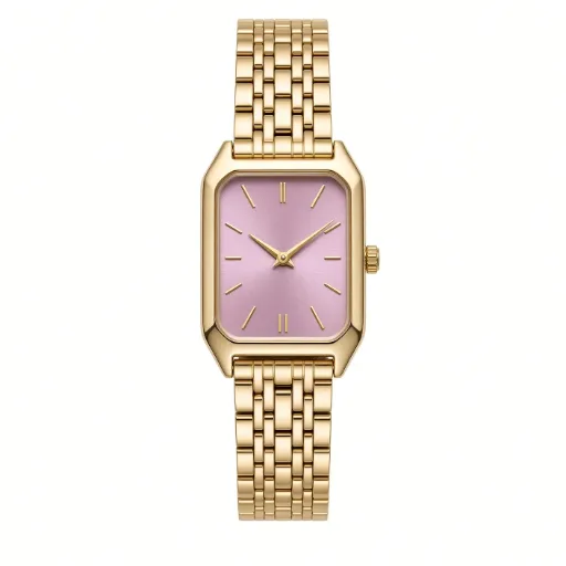 Reloj de cuarzo de mujer, números romanos, correa de acero