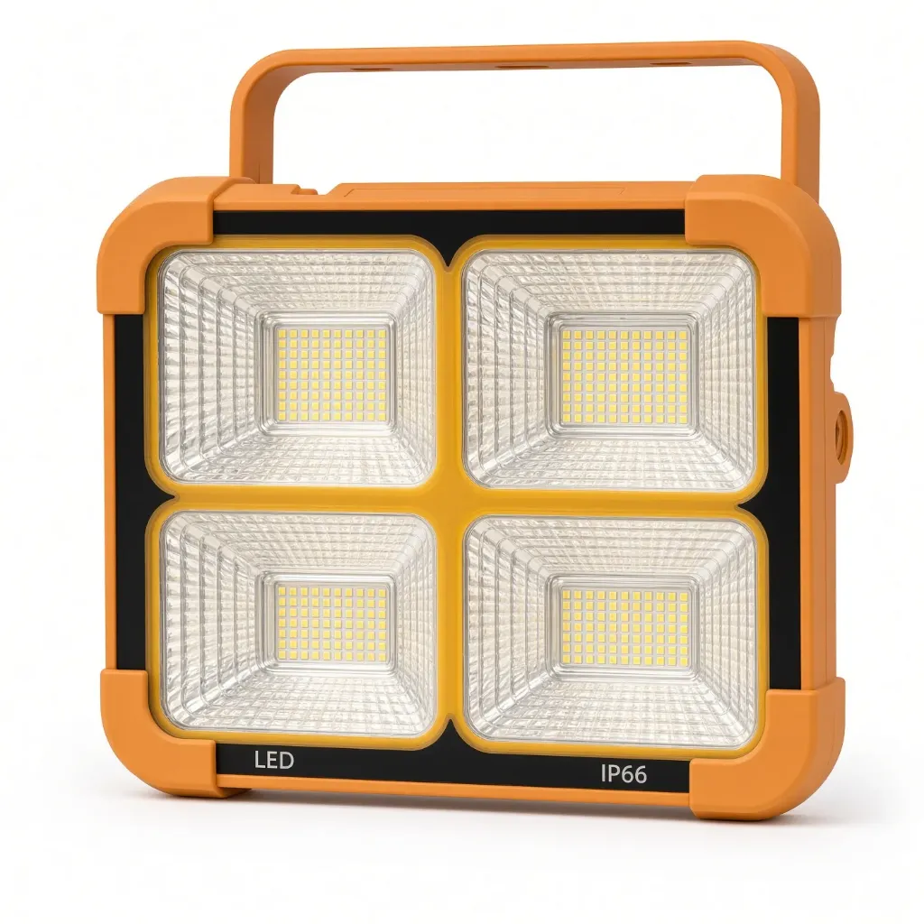 Luz LED Portátil 4 Paneles IP66 Naranja para Trabajo y Exterior