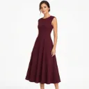 Vestido Midi Granate Sin Mangas Acampanado Elegante para Eventos