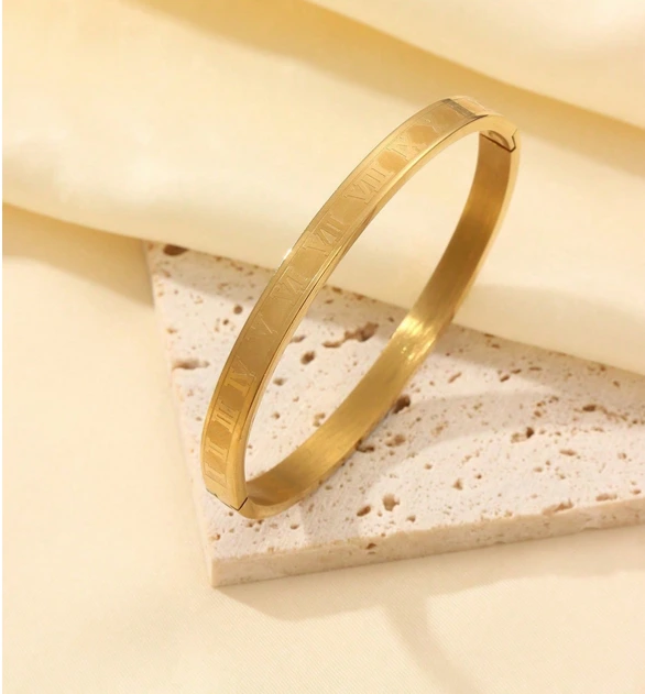 [sj25090977807405115] Pulseras de acero inoxidable de diseño elegante y duradero (Números Romanos)