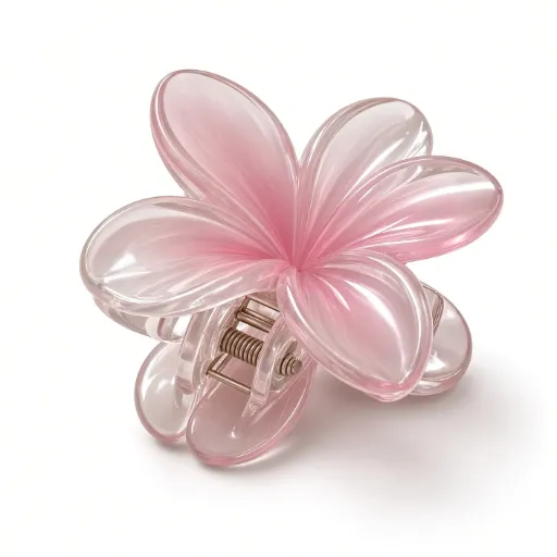 Pinza para el pelo con flor de hibisco rosa de 8,2 cm