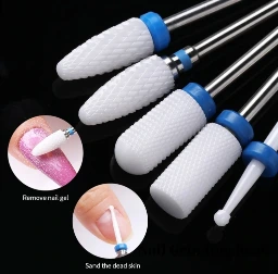 Set de 5 brocas de cerámica para taladro de uñas sin base.