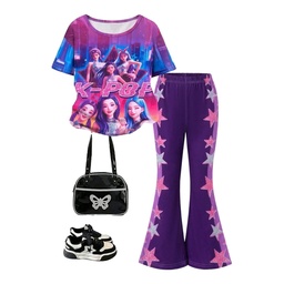 Conjunto de niña: blusa y pantalón acampanado, KPOP