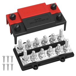 Barra Colectora Dual 250A Positivo Negativo 12V 48V DC Bloque Distribución