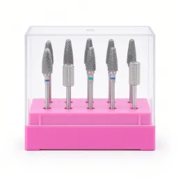 Caja de almacenamiento para brocas de taladro de uñas de 7 agujeros.