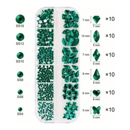 Caja de 12 formas de cristales de colores para uñas