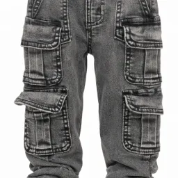 Jeans cargo grises para niño con bolsillos