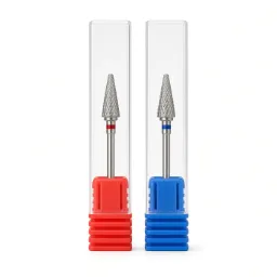 Set 2 Fresas Carburo Cono Torno Uñas Rojo y Azul