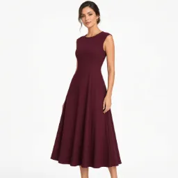 Vestido Midi Granate Sin Mangas Acampanado Elegante para Eventos