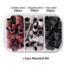 Caja de 75 anillos de lijado de uñas con mandril de 3/32"
