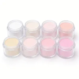 Set de 8 colores de polvo para inmersión de uñas de 0.35oz / Polvo acrílico puro.